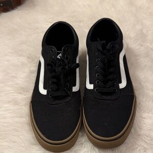 Vans Men's Black and White Sneakers with Tan Sole Size 13 pre-owned.